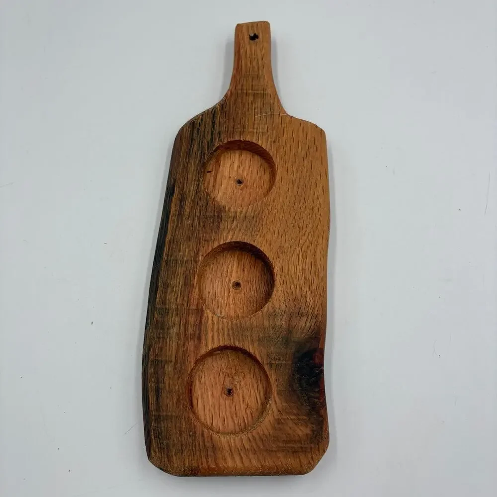 Wooden Flight Board 3 Drinks Handcrafted Plastic Cups